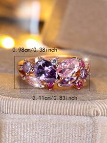 Vanel 1 件女士奢华几何多色锆石戒指，可作为生日、周年纪念或派对礼物 - 戒指 - 查看 6