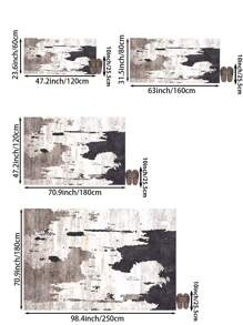 1 块印花黑白泼墨图案地毯，仿羊绒短毛绒材质手感柔软舒适，易于打理防水防滑机洗地毯，适用于客厅、卧室、厨房、餐厅、房间装饰、家居装饰垫。适合秋冬季、圣诞节。 - 黑與白 - 查看 3