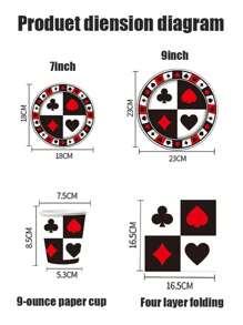 Bộ 68 món, làm từ vật liệu, bao gồm đĩa giấy dùng một lần, đĩa giấy chủ đề tiệc Poker, đĩa giấy 7 inch, đĩa giấy 9 inch, đĩa tiệc dùng một lần, vật liệu, đĩa giấy, phụ kiện tiệc - Nhiều màu - Xem 5