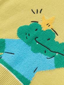 Balabala Boys' & Girls' Cartoon Knit Sweater Cute Pullover For Fall/Winter 2024 - Green - View 5