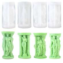 1 Pieza Molde de silicona en 3D tridimensional de la Diosa Atenea blanca para vela gruesa, molde DIY, adorno de escritorio, regalo - Blanco - Ver 13