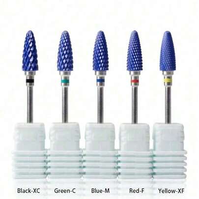 1 Or 5pcs/Set Blue Tungsten Carbide Burrs For Nail Art, Nano Coating, Nail Art Drill Bit, Metal Bits, Manicure Tools Accessories