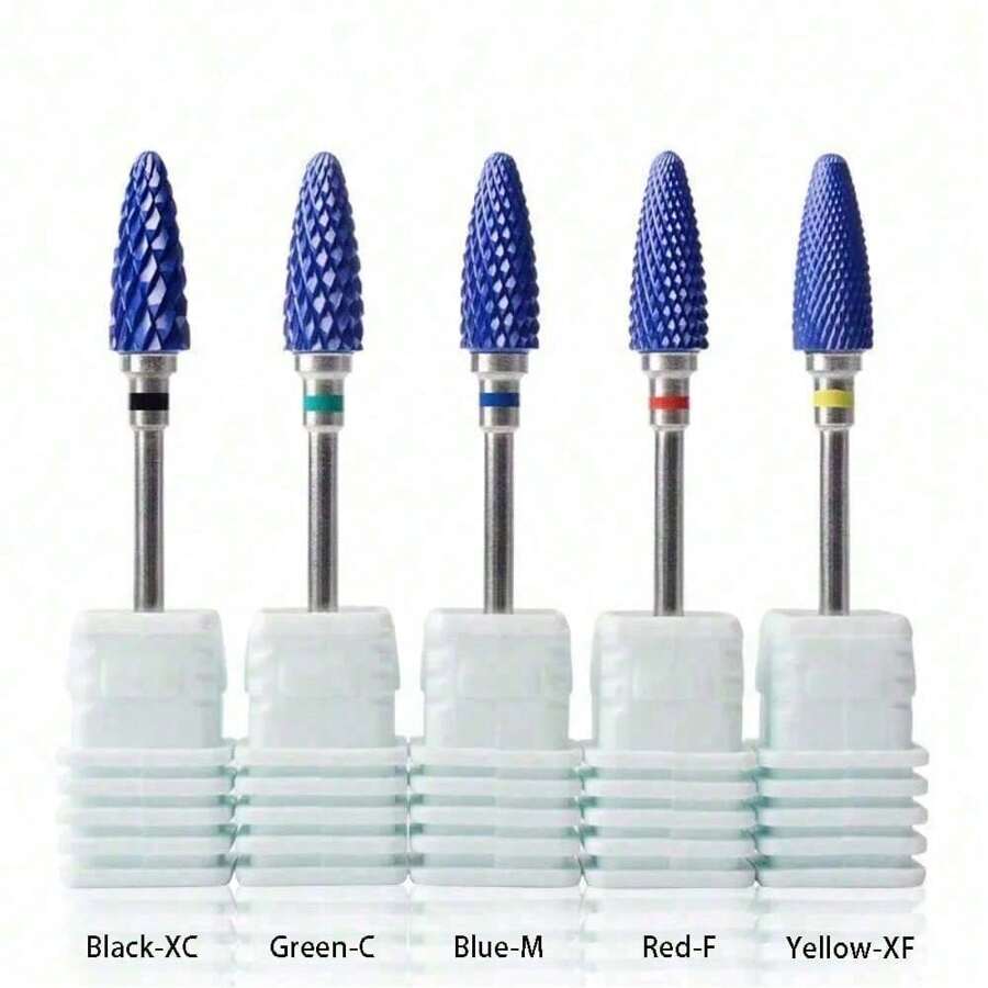 1 Or 5pcs/Set Blue Tungsten Carbide Burrs For Nail Art, Nano Coating, Nail Art Drill Bit, Metal Bits, Manicure Tools Accessories - Multicolor - View 1