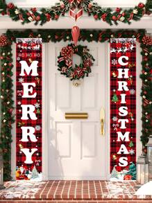 1 cái - Biểu ngữ Giáng sinh bằng polyester 70,8in * 11,8in, họa tiết caro đỏ Buffalo MERRY CHRISTMAS với họa tiết hoạt hình Ông già Noel và Người tuyết, Thích hợp để trang trí tiệc Giáng sinh, Biển chào mừng hiên nhà, Cờ treo mừng lễ hội, Trang trí sân vườn nhà mùa đông - Nhiều màu - Xem 7