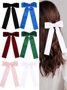 6 件装天鹅绒蝴蝶结发夹可爱发夹优雅蝴蝶结发夹发饰女士日常佩戴适合多种场合 - 彩色 - 查看 1