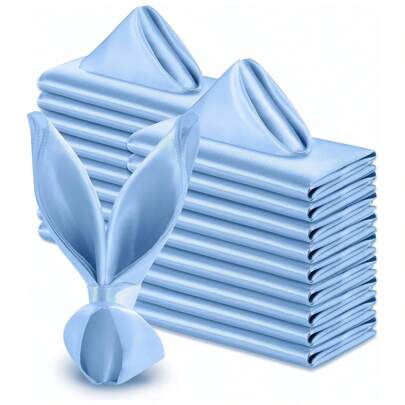 24pcs Satin Edge Serviettes, 11.8x11.8 In & 17x17 In, Polyester Napkins For Wedding, Hotel, Restaurant, Coffee Shop, Christmas Dinner, Food Photography And Daily Use