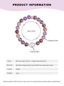 VE [VE] 1 pieza Pulsera de cuarzo de fantasma púrpura natural de alta calidad. El cuarzo de fantasma púrpura brilla como el cielo nocturno, misterioso; la Pagoda Blanca se yergue alta, simbolizando la resistencia. Los dos se integran de manera ingeniosa en la pulsera, representando protección y fuerza, agregando un Charm único para proteger cada momento de paz y buena fortuna. El color de la piedra natural es aleatorio.