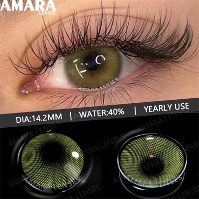 AMARA 1 Paar natürlich hellgefärbte Kontaktlinsen, braune/graue Kontaktlinsen für den Jahresgebrauch, Halloween Kostüm Cosplay