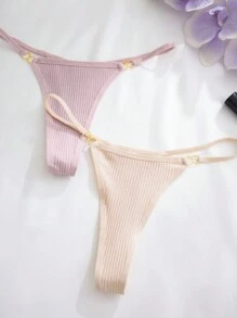 12pcs Women Ribbed Waist Belt With Metal Ring Decorative Accessories, Casual G-String - Multicolor - View 3