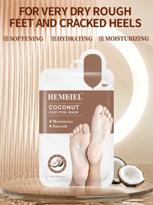 HEMEIEL 1/3/5/7 双装椰子油去角质足膜，适用于干燥、老化、皲裂的足部，足部去角质面膜，保湿滋养去角质面膜，去除死皮，男女通用足部护理，圣诞礼物 - 棕色 - 查看 4