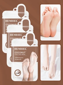 HEMEIEL 1/3/5/7 双装椰子油去角质足膜，适用于干燥、老化、皲裂的足部，足部去角质面膜，保湿滋养去角质面膜，去除死皮，男女通用足部护理，圣诞礼物 - 棕色 - 查看 2