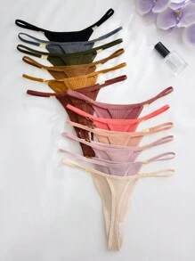 12pcs Women Ribbed Waist Belt With Metal Ring Decorative Accessories, Casual G-String - Multicolor - View 2