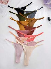 12pcs Women Ribbed Waist Belt With Metal Ring Decorative Accessories, Casual G-String - Multicolor - View 5