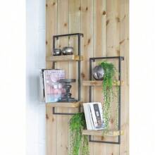 12x6x27" Iron And Wood Wall Shelf With Two Shelves,CozyUpRoom Decor
