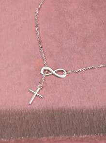 Vòng cổ nhiều lớp tối giản phong cách Châu Âu & Mỹ, Vòng cổ mặt dây chuyền may mắn cho nữ - Bạc - Xem 3