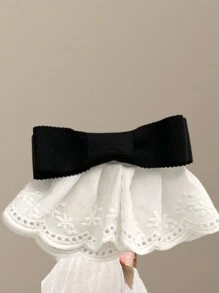 1/2 件优雅美丽的蝴蝶结丝带,适合约会、与朋友外出,可爱的蝴蝶结发夹,褶皱蕾丝发夹,年轻女孩的时尚发夹,四季休闲头饰 - 彩色 - 查看 12