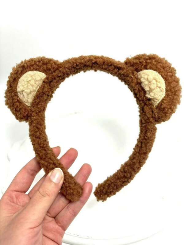 Adorable Plush Bear Ears Headband - Soft Polyester, Cute Cartoon Style For Women's Fashion & Beauty Routine