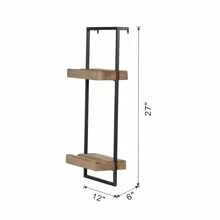 12x6x27" Iron And Wood Wall Shelf With Two Shelves,CozyUpRoom Decor