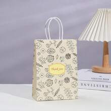 Túi Tote 6 chiếc mới - Túi Tote mua sắm in hình đơn giản và tươi mới bằng giấy Kraft phù hợp cho các bữa tiệc, tiệc ngày lễ, sinh nhật, đám cưới - Nhiều màu - Xem 6