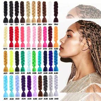 渐变色编织发 24 英寸 1 件/包 高温合成钩针编织彩虹发 灰黑色 女士用