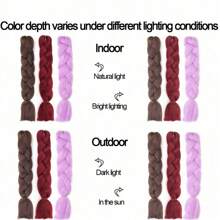 渐变色编织发 24 英寸 1 件/包 高温合成钩针编织彩虹发 灰黑色 女士用