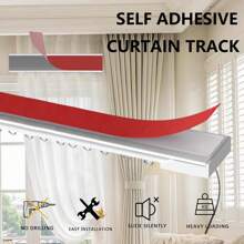 Easy Install Self-Adhesive Curtain Track System - No Drilling Required, Suitable For Windows, Bedroom, Shower, Closet And RV - Includes S-Hooks, Classic White, Lightweight PVC Material, 23.62 Inches Per Segment - Multicolor - View 2