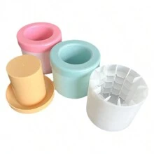 1 件随机硅胶圆形圆柱冰块托盘，DIY 制冰机适用于家用冰箱 - 藍色 - 查看 1