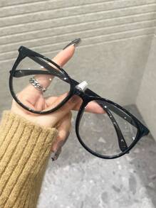 1 件装 女士几何镜框 多色塑料休闲风格经典现代简约风格眼镜 适合办公室阅读 返校装饰 - 無色 - 查看 1