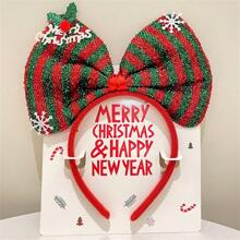 1pc Christmas Headband 2025 New Bow Decor Hair Hoop Funny Festival Accessory Hair Clip - Multicolor - View 10