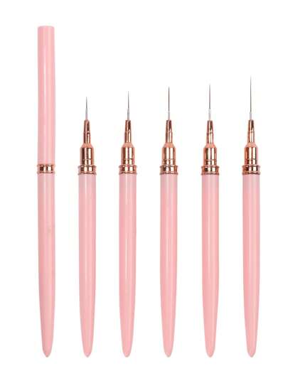 5er-Set schmale Linien Pinsel, Streifen Pinsel für UV-Gel Nageldesign, professionelles Nagel-Werkzeug, geeignet für Nail-Art Anfänger, Maniküre Salon oder Heimgebrauch für Mädchen und Frauen