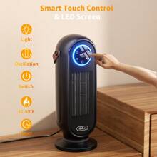 coldSky Space Heaters For Indoor Use, 16 Inch Portable Electric Heater For Office, 1500W Fast Heating Space Heater With Thermostat, 90°Oscillation, 12H Timer, Remote - 美規A型插(110-127V) - 查看 5
