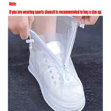 2pcs Zipper PVC Rain Shoe Covers (Please Order One Or Two Sizes Up From Your Normal Shoe Size) Anti-Slip Thick-Soled Rain Shoe Covers, Unisex Outdoor Travel Waterproof Slip-Resistant Overshoes, Back To School Supplies
