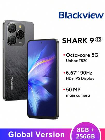 Smartphone Blackview SHARK 9 Versione Globale 8GB+256GB, display da 6,67' a 90Hz, processore Octa Core 5G, fotocamera posteriore da 50MP, batteria da 5000mAh con ricarica 18W, NFC