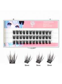 QSTY 1 Packung 36 Stücke 3D Cluster Künstliche Wimpern, 3 Längen (10-11-12mm), weich schwarz, natürlich aussehend, schwarzer, abgestufte Länge Wimperncluster, Wimperncluster, einzelne Wimpern, Wimpern, Künstliche Wimpern