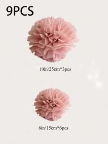 9个纸质绒球，白色蓬松纸花，悬挂装饰，适用于场景装饰、家居装饰、房间装饰、生日派对、婚礼回礼、商务毕业礼物、婴儿派对等。