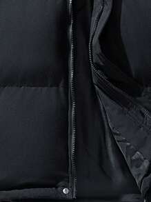 New Men's Loose Fit Hooded Puffer Jacket, Couple Outdoor Casual Top - Black - View 5