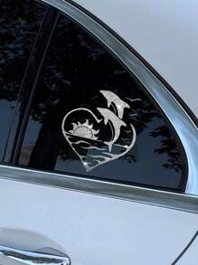 1 miếng dán giả đá lấp lánh với họa tiết mặt trời rực rỡ và cá heo tràn đầy năng lượng giúp chiếc xe của bạn trông vui nhộn và đáng yêu hơn với miếng dán chống bụi hình cá heo này! - Một cỡ - Xem 8