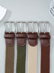 1pc Solid Color Casual Polyester Elastic Waist Belt, Suitable For All Seasons Summer, Schoolcasual, Business, Boyfriend Husband Father Dad Men Gift, Daily Wear, Fashion, Teen, Outdoor, Vacation, Athletic, Travel, Street, Boho, Vintage Fall, Autumn, Halloween Autumn-Winter Accessories,Suitable For Teens, Youth,Men,Casual, Outdoor, Athletic, Vacation, Graduation Gifts, Birthday, Daily Wear - A - View 3