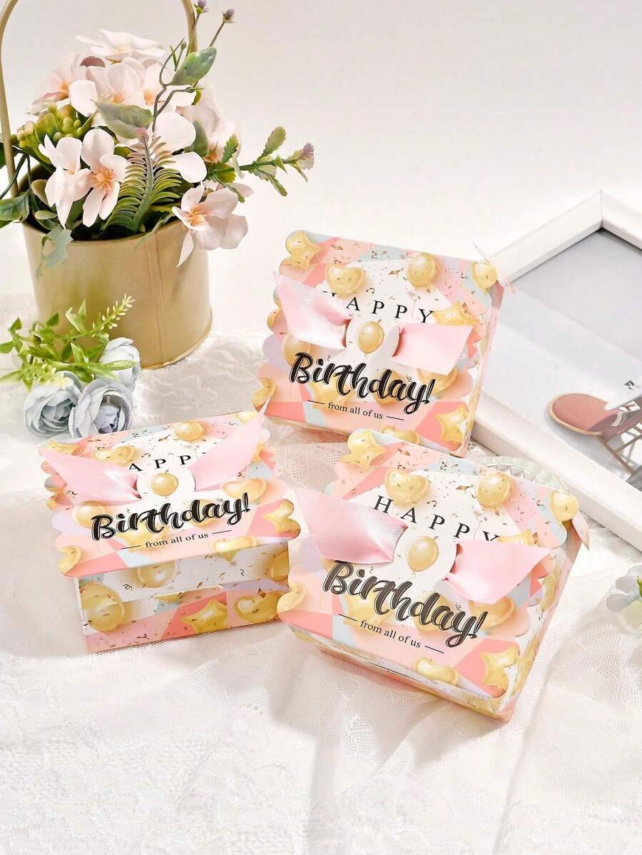 5 Sets Of Pink Gift Boxes With Lids And Ribbons, Bridesmaid Proposal ...