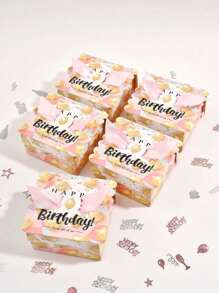 5套粉色礼盒，带盖和丝带，可用作伴娘邀请礼盒、婚礼、生日、周年纪念日及小型企业礼品包装盒 - 彩色 - 查看 1