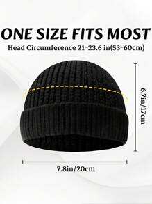 Cappello beanie di da uomo, stile hip hop di strada, in tinta unita, berretto lavorato a maglia caldo, senza visiera, adatto per l'all'aperto invernale, come passeggiare, andare in bicicletta, viaggiare e uso quotidiano