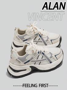 Giày thể thao nữ Alan Vincent [Dòng giày thể thao thành phố] màu be và xanh dương, giày sneaker đế dày mới, giày chạy bộ thoải mái và thời trang, giày thể thao casual cao cấp, giày ngoài trời cho nữ, lưới thoáng khí. - Màu xanh lam - Xem 10