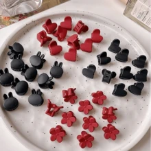 5 件迷你发夹，哑光花朵装饰迷你爪发夹，女士，轻巧方便，适合日常使用，迷你爪夹迷你发夹夹配件，适合女士女孩造型和固定头发，适合婴儿幼儿女孩装饰发髻细发（皇冠），碎发神圣额头编织发夹，公主头饰，刘海发夹，侧发卡最佳礼物情人节生日