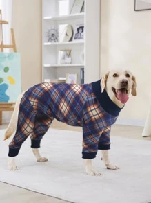 1 pièce Classique Plaid Pyjamas pour chien de taille moyenne à grande, doux et extensible, vêtement d'hiver pour chiot, convient pour Labrador, Rottweiler, Beagle