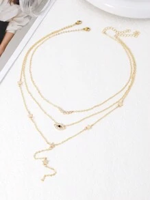2 chiếc mặt dây chuyền ngôi sao mắt quỷ đính đá Zirconia thời trang Châu Âu & Mỹ nhiều lớp, phù hợp cho trang phục hàng ngày, tiệc tùng và mọi dịp, món quà trang sức tuyệt vời nhất cho ngày lễ - Vàng - Xem 4
