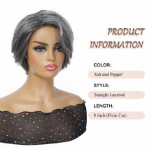 MORICHY Salt And Pepper Grey Wigs Human Hair For Black Women Glueless Grey Human Hair Wig For Older Women Gray Wigs For Women Human Hair Mixed Bob Wear And Go Glueless Grey Wig - 直層灰色假髮 - 查看 2