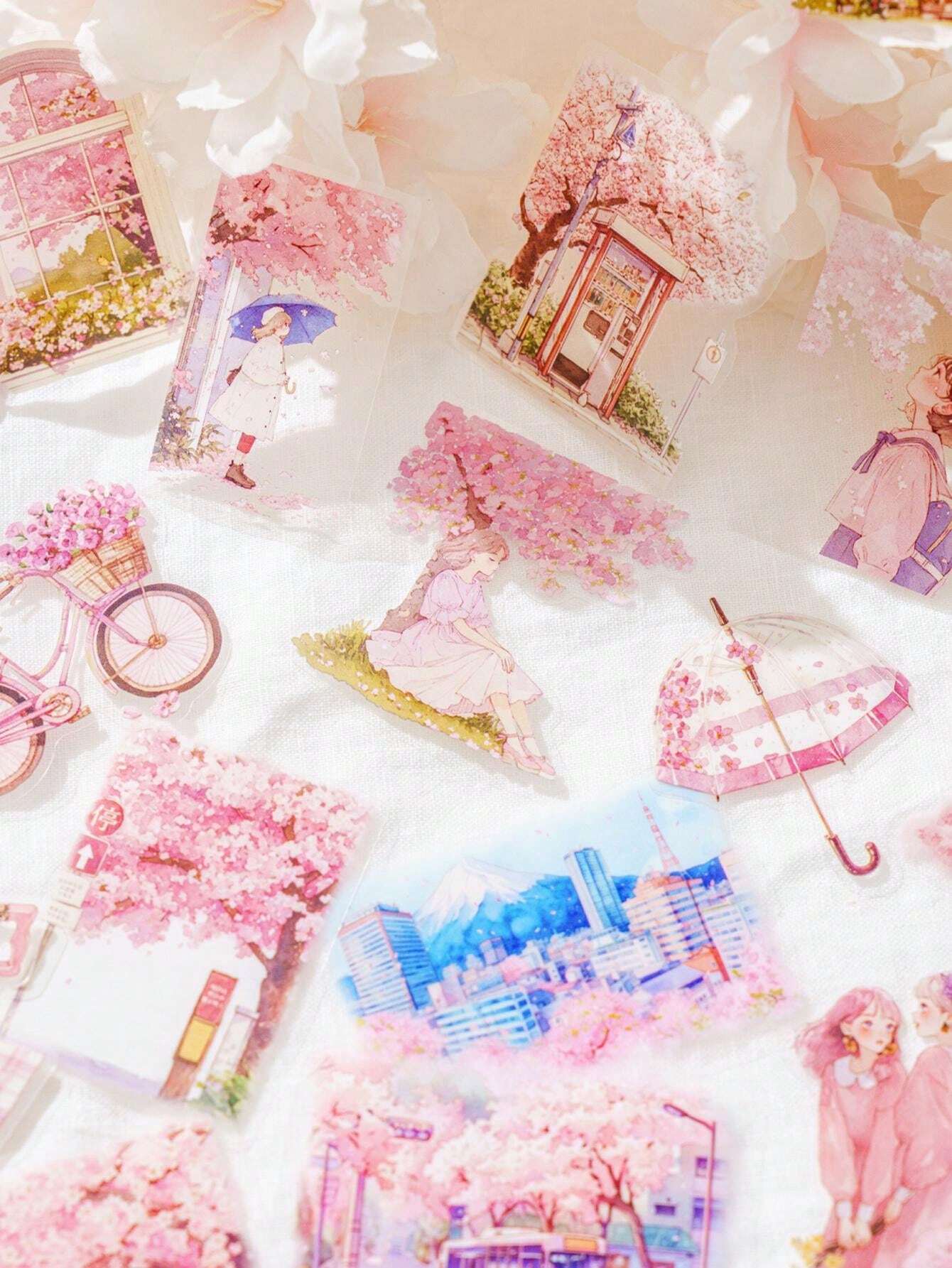 40pcs Set Seasonal Landscape Theme PET Stickers For Scrapbooking