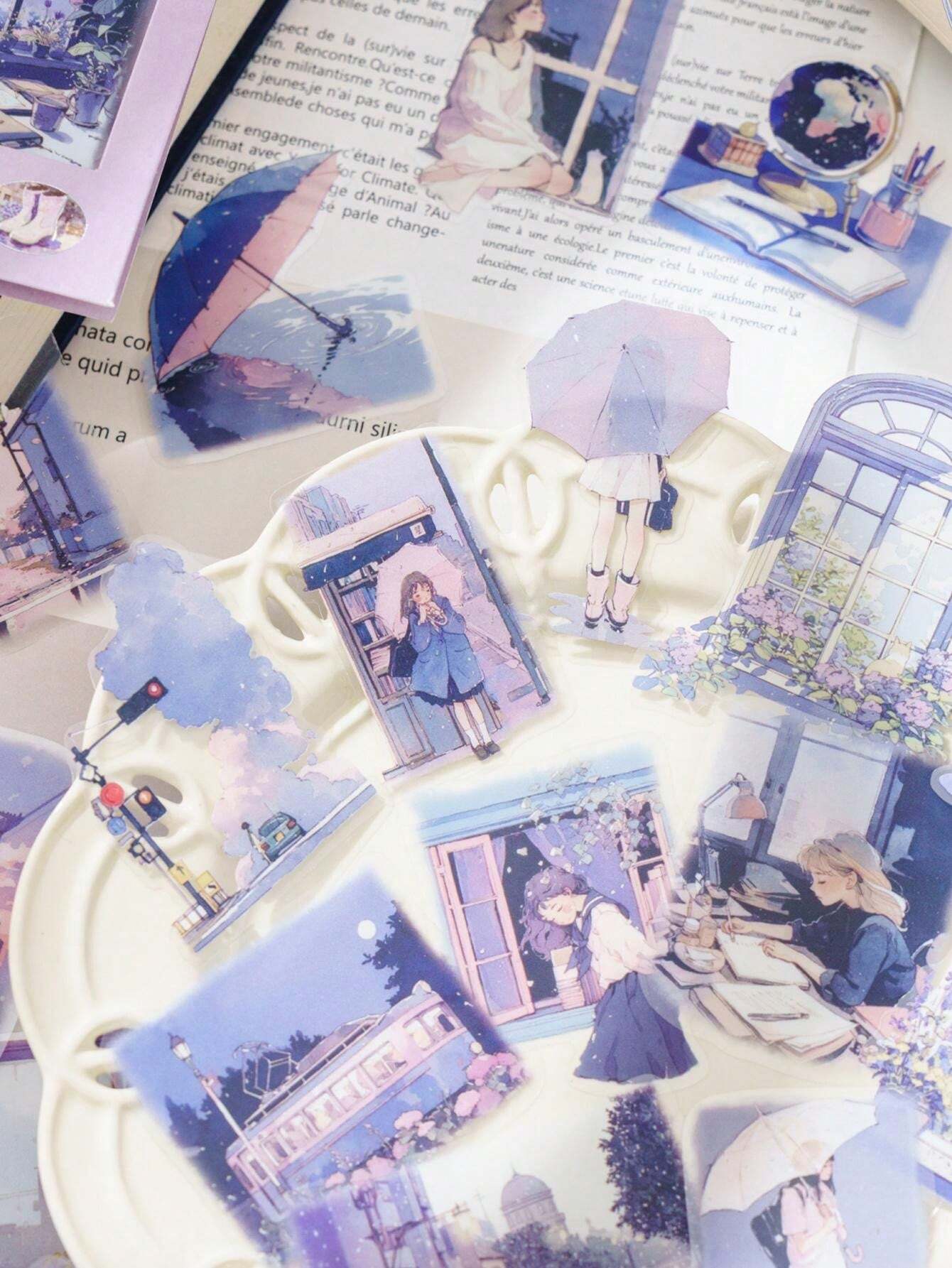 40pcs Set Seasonal Landscape Theme PET Stickers For Scrapbooking