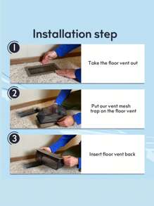 4 件装地板通风口盖过滤网，通风口屏幕网罩捕集器过滤罩适用于家庭 - 黑色 - 查看 8