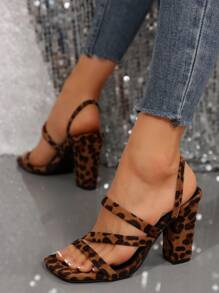 Mẫu sandal nữ La Mã mũi vuông đa năng mới cho mùa Xuân/Hè, sandal cao gót đế dày buộc dây cổ điển. - Nhiều màu - Xem 3